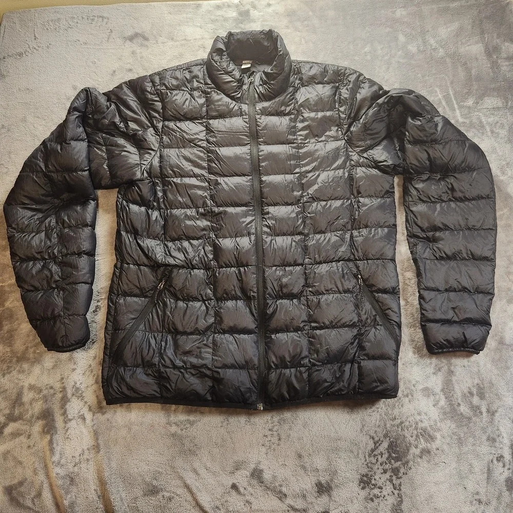 REI Co-Op Jacket Mens Large Tall Black Down Montball EX Light Quilted Packable